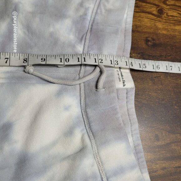 Abercrombie & Fitch Soft Fleece Tie Dye Shorts Size L Pockets Blue Gray White - Picture 8 of 11